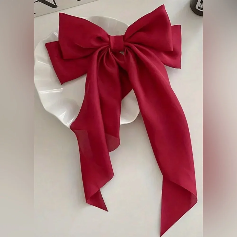 Bow hair clips- set of 3- Red, black, and white
